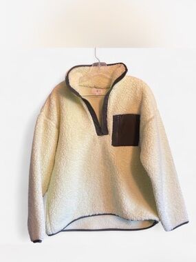 Lou & Grey Cream Sherpa Jacket with Dark Trim